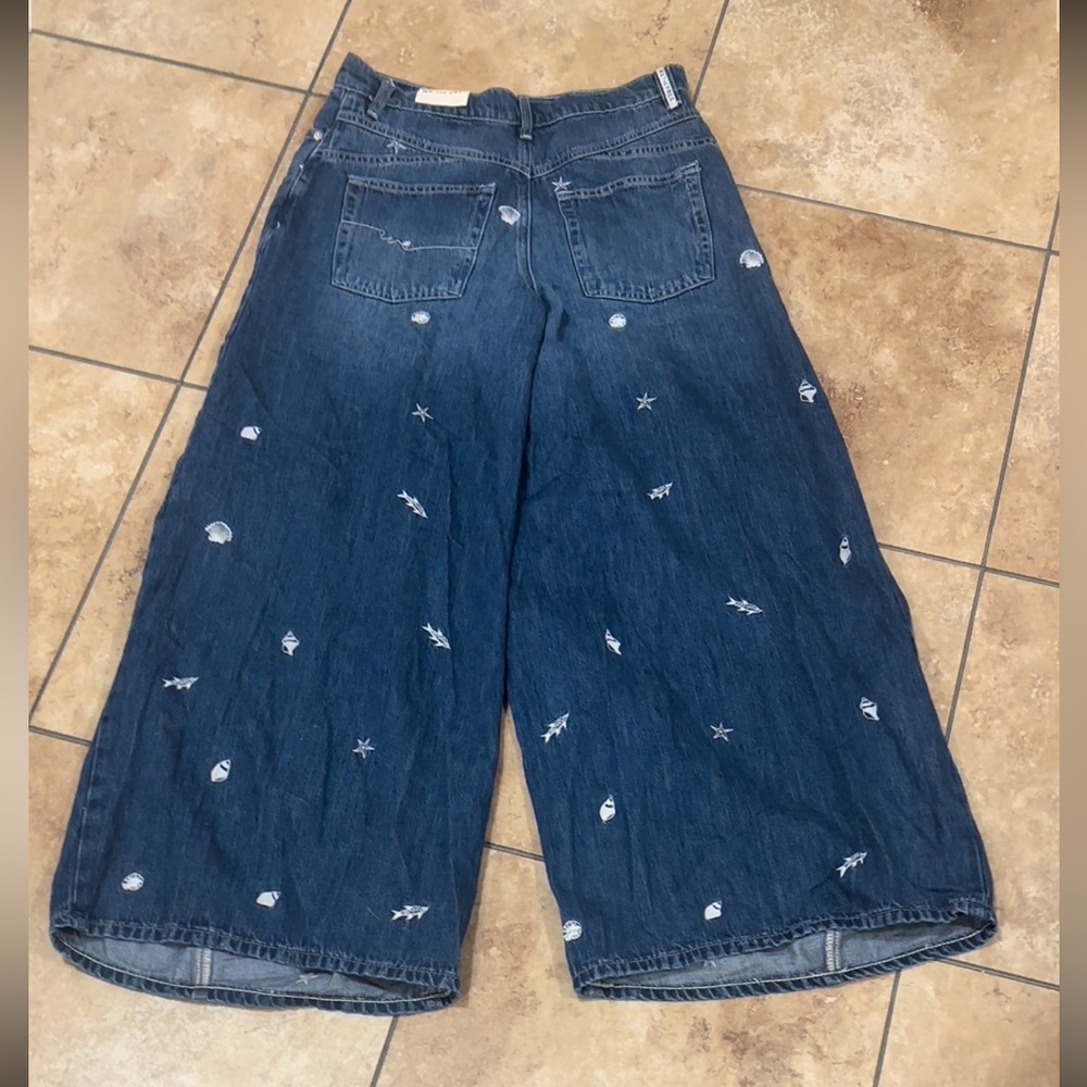 New Free People Westward Embroidered Jeans In Seascape Print Size 29 We The Free - Picture 9 of 16